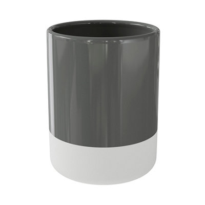 GoodHome Koros Gloss & Matt White & Anthracite Ceramic Tumbler from B&Q