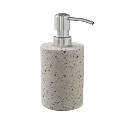 GoodHome Elland Matt Beige Terrazzo Effect Concrete & Polyresin Freestanding Soap Dispenser from B&Q