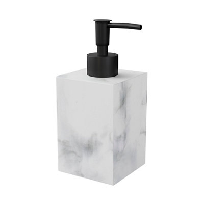 GoodHome Elland Matt WhiteGrey Marble Effect Polyresin Freestanding Soap Dispenser from B&Q