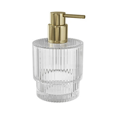 GoodHome Cavalla Transparent Ribbed Effect Glass Freestanding Soap Dispenser from B&Q