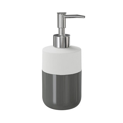 GoodHome Koros Gloss & Matt White & Anthracite Ceramic Freestanding Soap Dispenser from B&Q