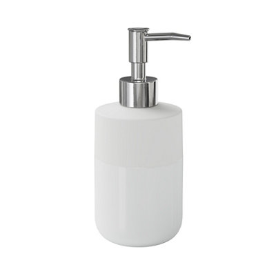 GoodHome Koros Gloss & Matt White Ceramic Freestanding Soap Dispenser from B&Q