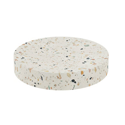 GoodHome Elland Matt Beige Terrazzo Effect Concrete & Polyresin Soap Dish from B&Q