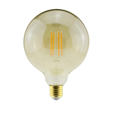 Diall E27 8.5W 806Lm 330° Amber Globe Warm White Led Filament Light Bulb from B&Q