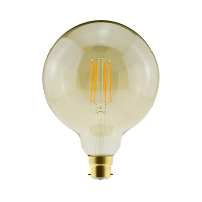 Diall G125 B22 5.5W 470Lm 330° Amber Globe Warm White Led Filament Light Bulb from B&Q