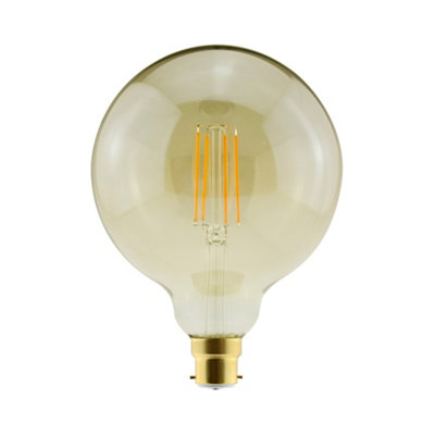 Diall G125 B22 8.5W 806Lm 330° Amber Globe Warm White Led Filament Light Bulb from B&Q