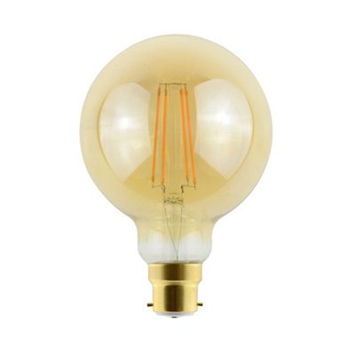 Diall G95 B22 8.5W 806Lm 330° Amber Globe Warm White Led Filament Light Bulb from B&Q