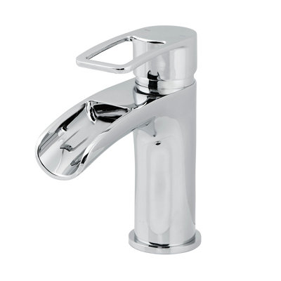 GoodHome Olmeto Small Chrome Effect Basin Mono Mixer Tap With Waterfall Spout from B&Q