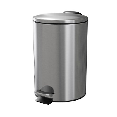 GoodHome Koros Brushed Chrome Effect Metal Bin -3L from B&Q