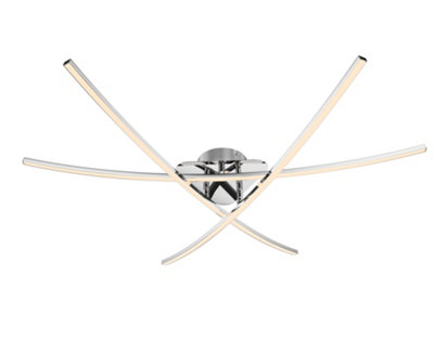GoodHome Alani Metal & Plastic Chrome Effect Led Ceiling Light from B&Q
