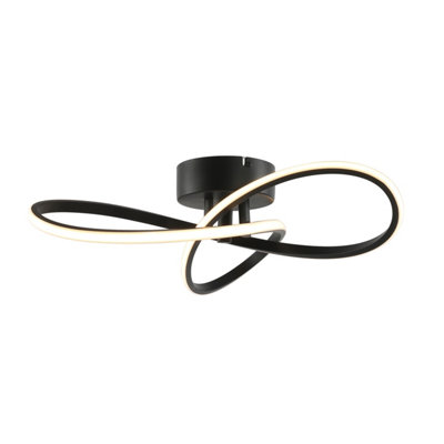 GoodHome Braxton Matt Metal & Plastic Black Led Ceiling Light from B&Q