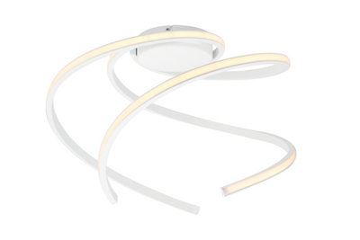 GoodHome Dalem Matt Metal & Plastic White Frosted Effect Led Ceiling Light from B&Q