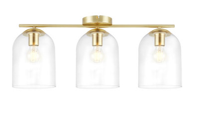 GoodHome Thestias Satin Glass & Metal Brass Effect 3 Lamp Ceiling Light from B&Q