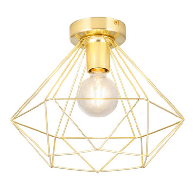 B&Q -  Hexagon Gloss Metal Brass Effect Ceiling Light