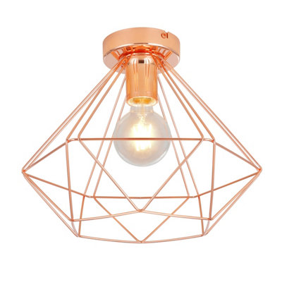 B&Q -  Hexagon Gloss Metal Copper Effect Ceiling Light
