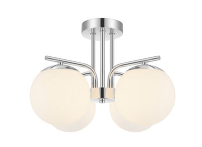 GoodHome Baldaz Glass & Metal Chrome Effect 4 Lamp Led Ceiling Light from B&Q