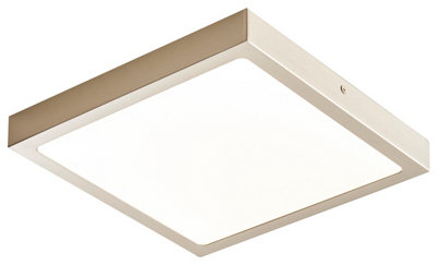 GoodHome Hestia Square Brushed Metal & Plastic Silver Chrome Effect Led Ceiling Light from B&Q