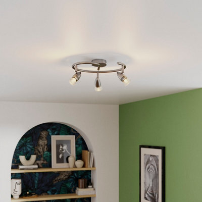 GoodHome Aspis Spiral Satin Nickel Effect 3 Light Spotlight from B&Q