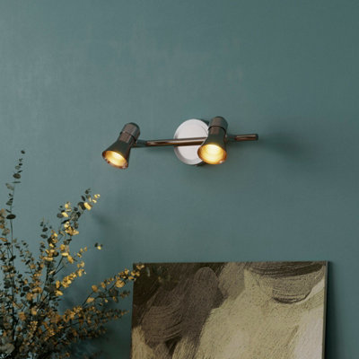GoodHome Aspis Modern Satin Nickel Effect 2 Light Spotlight from B&Q