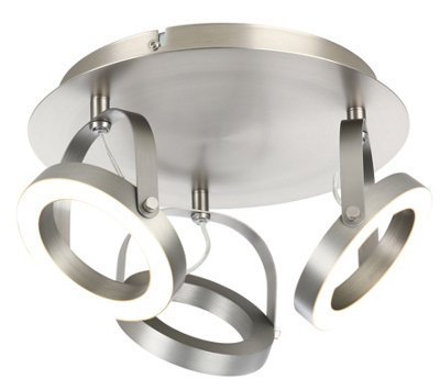 GoodHome Cyber Satin Nickel Effect 3 Light Spotlight from B&Q