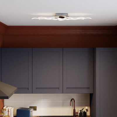 GoodHome Vaccus Rectangle Metal & Plastic Chrome Effect Led Ceiling LightRefurbished from B&Q
