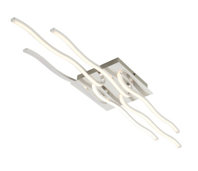 GoodHome Vaccus Rectangle Metal & Plastic Chrome Effect Led Ceiling Light from B&Q