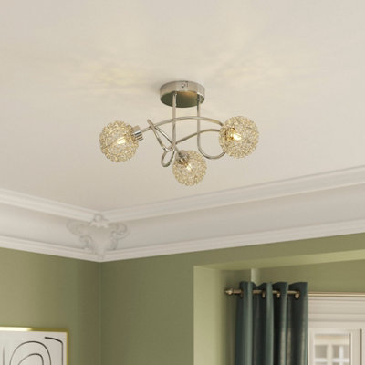 GoodHome Caelus Spiral Metal Chrome Effect 3 Lamp Ceiling Light from B&Q