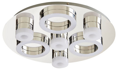 GoodHome Circus Round Metal & Plastic Chrome Effect Led Ceiling LightRefurbished from B&Q