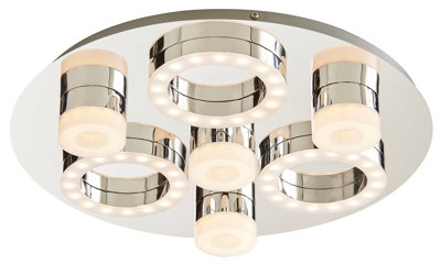 GoodHome Circus Round Metal & Plastic Chrome Effect Led Ceiling Light from B&Q