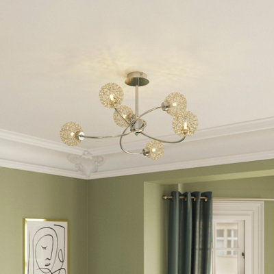 GoodHome Caelus Spiral Metal Chrome Effect 6 Lamp Ceiling Light from B&Q