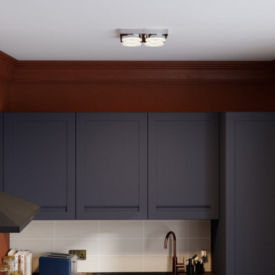GoodHome Perna Square Metal & Plastic Chrome Effect Led Ceiling Light from B&Q