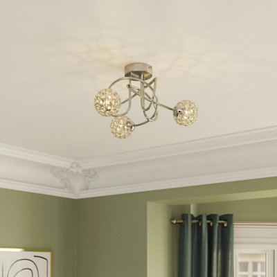 GoodHome Mantus Spiral Glass & Metal Chrome Effect 3 Lamp Led Ceiling Light from B&Q