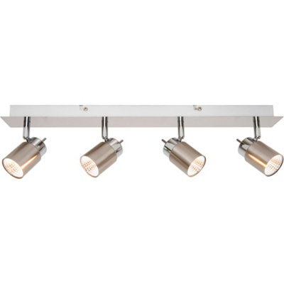 GoodHome Hades Bar Satin Nickel Effect 4 Light Spotlight from B&Q