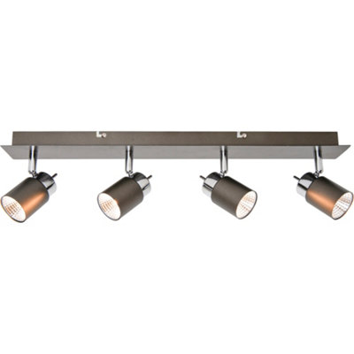 GoodHome Hades Bar Gloss Graphite Chrome Effect 4 Light Spotlight from B&Q
