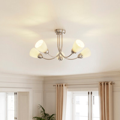 GoodHome Cura Glass & Metal Chrome Effect 5 Lamp Ceiling Light from B&Q