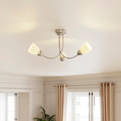 GoodHome Cura Glass & Metal Chrome Effect 3 Lamp Ceiling Light from B&Q
