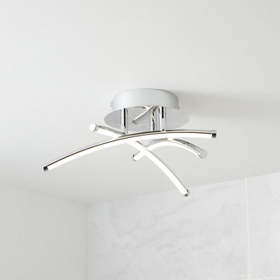 GoodHome Pavone Matt Acrylic & Steel Chrome Effect 3 Lamp Led Ceiling Light from B&Q