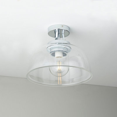GoodHome Bugue Glass & Metal Chrome Effect Bathroom Led Ceiling Light from B&Q