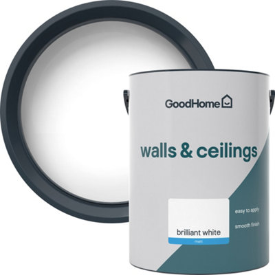 GoodHome Brilliant White Vinyl Matt Wall & Ceiling Emulsion Paint5L from B&Q