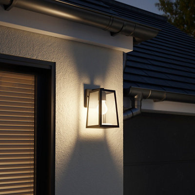 B&Q -  Fixed Matt Black Mains-Powered Outdoor Wall Light