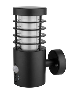 GoodHome Hampstead Fixed Matt Black Integrated Led Pir Motion Sensor Outdoor Contemporary Wall Light 5.8W from B&Q