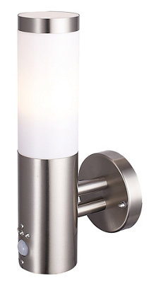 Hollis Fixed Matt Stainless Steel Pir Motion Sensor Outdoor Contemporary Wall Light 15W from B&Q