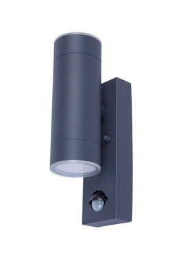 GoodHome Candiac Fixed Matt Dark Grey Integrated Led Pir Motion Sensor Outdoor Up & Down Wall Light from B&Q