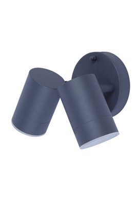 B&Q -  Candiac Adjustable Matt Dark Grey Mains-Powered Integrated Led Outdoor Double Contemporary Wall Light 760Lm (Dia)6Cm