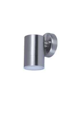 B&Q -  Candiac Fixed Satin Stainless Steel Mains-Powered Integrated Led Outdoor Contemporary Wall Light 380Lm (Dia)6Cm