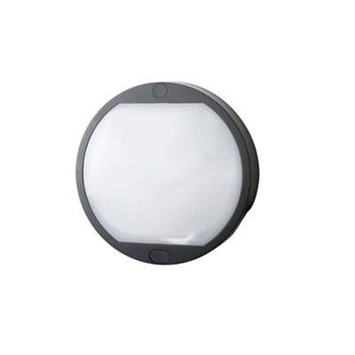  - Fixed Black Mains-Powered Integrated Led Outdoor Round Wall Light 420Lm (Dia)12Cm