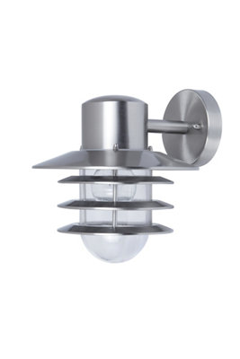 B&Q -  Tanakee Fixed Satin Stainless Steel Mains-Powered Outdoor Wall Light