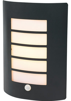 B&Q -  Fixed Matt Dark Grey Pir Motion Sensor Outdoor Wall Light 40W