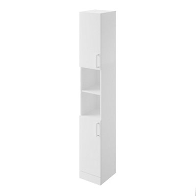 Veleka Gloss White Single Freestanding Bathroom Cabinet (H)180Cm (W)27.5Cm from B&Q