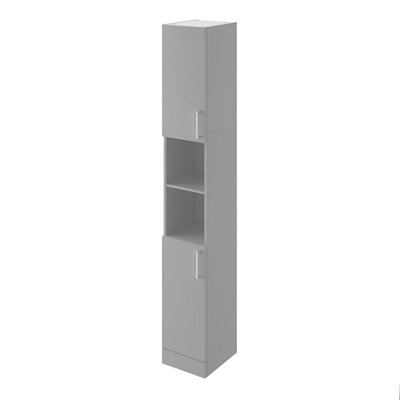 Veleka Gloss Grey Single Freestanding Bathroom Cabinet (H)180Cm (W)27.5Cm from B&Q